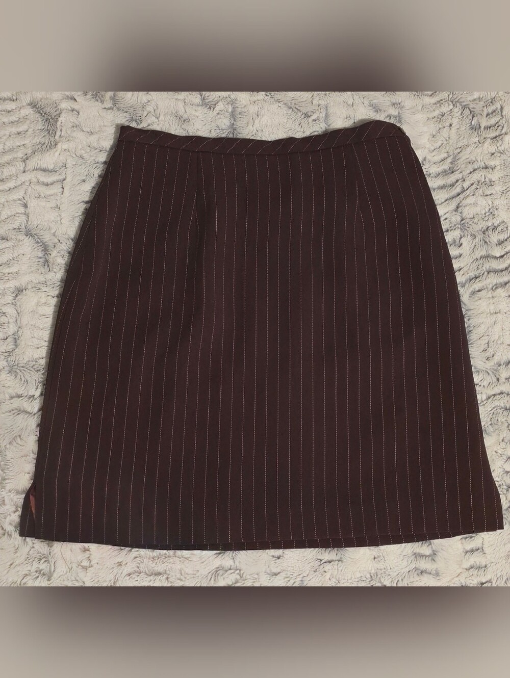 Vintage Express Brown Pinstripe Pencil Skirt, Size 3/4